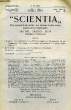 SCIENTIA, YEAR XV, VOL. XXIX, N° CVIII-4, SERIE II, 1921, RIVISTA INTERNAZIONALE DI SINTESI SCIENTIFICA, REVUE INTERNATIONALE DE SYNTHESE ...