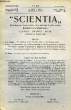 SCIENTIA, YEAR XV, VOL. XXIX, N° CIX-5, SERIE II, 1921, RIVISTA INTERNAZIONALE DI SINTESI SCIENTIFICA, REVUE INTERNATIONALE DE SYNTHESE SCIENTIFIQUE, ...