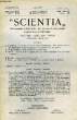 SCIENTIA, YEAR XVI, VOL. XXXI, N° CXVIII-2, SERIE II, 1922, RIVISTA INTERNAZIONALE DI SINTESI SCIENTIFICA, REVUE INTERNATIONALE DE SYNTHESE ...