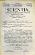 SCIENTIA, YEAR XVI, VOL. XXXII, N° CXXIV-8, SERIE II, 1922, RIVISTA INTERNAZIONALE DI SINTESI SCIENTIFICA, REVUE INTERNATIONALE DE SYNTHESE ...