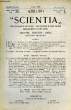 SCIENTIA, YEAR XVI, VOL. XXXII, N° CXXV-9, SERIE II, 1922, RIVISTA INTERNAZIONALE DI SINTESI SCIENTIFICA, REVUE INTERNATIONALE DE SYNTHESE ...