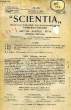 SCIENTIA, YEAR XIX, VOL. XXXVII, N° CLIV-2, SERIE II, 1925, RIVISTA INTERNAZIONALE DI SINTESI SCIENTIFICA, REVUE INTERNATIONALE DE SYNTHESE ...