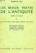 LS BEAUX TEXTES DE L'ANTIQUITE TRADUITS EN FRANCAIS, II, CLASSE DE 4e. RAT MAURICE