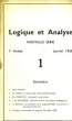 LOGIQUE ET ANALYSE, NOUVELLE SERIE, N° 1, 1re ANNEE, JAN. 1958. COLLECTIF
