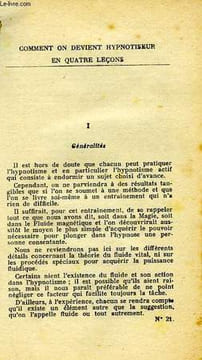 COMMENT ON DEVIENT HYPNOTISEUR EN QUATRE LECONS. COLLECTIF