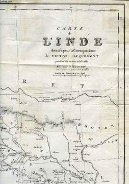 CARTE DE L'INDE DRESSEE POUR LA CORRESPONDANCE DE VICTOR JACQUEMONT PENDANT LES ANNEES 1828-1832. JACQUEMONT VICTOR