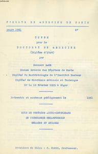 THESE POUR LE DOCTORAT EN MEDECINE (DIPLOME D'ETAT), ROLE DE CERTAINS MICRO-ORGANISMES EN PATHOLOGIE RHUMATISMALE HUMAINE ET ANIMALE