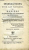 INSTRUCTIONS POUR LES PASTEURS, OU MANIERE D'ADMINISTRER LE SACREMENT DE PENITENCE, ET DE GOUVERNER UNE PAROISSE. COLLECTIF