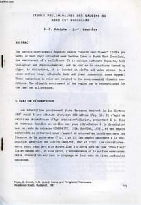 ETUDES PRELIMINAIRES DES CALCINS DU NORD EST GROENLAND