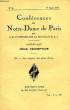 CONFERENCES DE NOTRE-DAME DE PARIS, N° 3, 15 MARS 1936, III. LE ENIGMES DES PLANS DIVINS. PINARD DE LA BOULLAYE H. s.j.