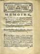 MEMOIRE, POUR LE CHEVALIER QUEYSSAT, CAPITAINE DE DRAGONS, LE SIEUR FREYDEFOND QUEYSSAT, CAPITAINE D'INFANTERIE, LE SIEUR FILLOL QUEYSSAT, CAPITAINE ...