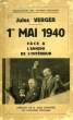 1er MAI 1940, FACE A L'ENNEMI DE L'INTERIEUR. VERGER JULES