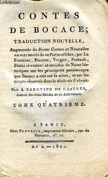 CONTES DE BOCCACE, TOME IV. BOCCACE, Par A. SABATIER DE CASTRES