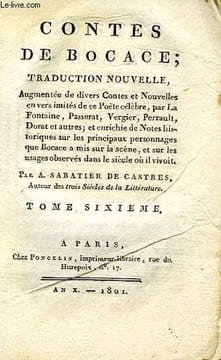 CONTES DE BOCCACE, TOME VI. BOCCACE, Par A. SABATIER DE CASTRES