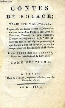 CONTES DE BOCCACE, TOME VIII. BOCCACE, Par A. SABATIER DE CASTRES