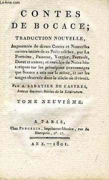 CONTES DE BOCCACE, TOME IX. BOCCACE, Par A. SABATIER DE CASTRES