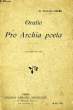 PRO ARCHIA POETA, TEXTE LATIN. CICERON, Par E. RAGON