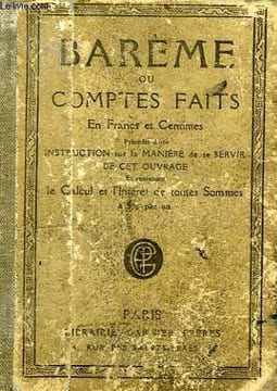 BAREME OU COMPTES FAITS EN FRANCS ET CENTIMES. COLLECTIF
