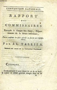 CONVENTION NATIONALE, RAPPORT DES COMMISSAIRES, ENVOYES A FORGES-LES-EAUX, DEPARTEMENT DE LA SEINE-INFERIEURE, POUR CONSTATER LES FAITS RELATIFS AU SUICIDE DE L'ASSASSIN PÂRIS (INCOMPLET)