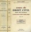 COURS DE DROIT CIVIL (DROIT PRIVE NOTARIAL), AVEC PLANS DE DEVOIRS ET ETUDES DE QUESTIONS PRATIQUES, 2 TOMES. JUGLART MICHEL DE