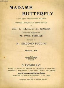 MADAME BUTTERFLY, DRAME LURIQUE EN 3 ACTES