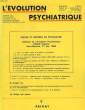 L'EVOLUTION PSYCHIATRIQUE, TOME 52, FASC. 3, JUILLET-SEPT. 1987. COLLECTIF
