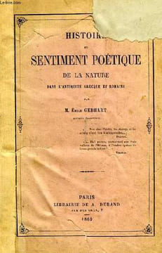 HISTOIRE DU SENTIMENT POETIQUE DE LA NATURE DANS L'ANTIQUITE GRECQUE ET ROMAINE. GEBHART EMILE