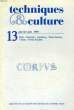 TECHNIQUES & CULTURE, N° 13, JAN.-JUIN 1989, CORPUS. COLLECTIF