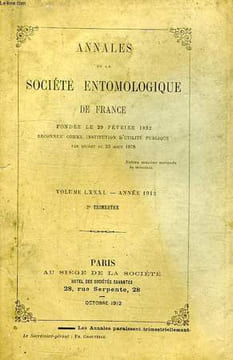 ANNALES DE LA SOCIETE ENTOMOLOGIQUE DE FRANCE, VOL. LXXXI, ANNEE 1912. COLLECTIF