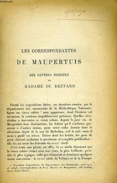 DIX LETTRES INEDITES. DEFFAND MARQUISE DU