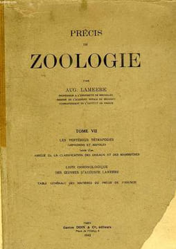 PRECIS DE ZOOLOGIE, TOME VII, LES VERTEBRES TETRAPODES AMPHIBIENS ET REPTILES. LAMEERE Aug.