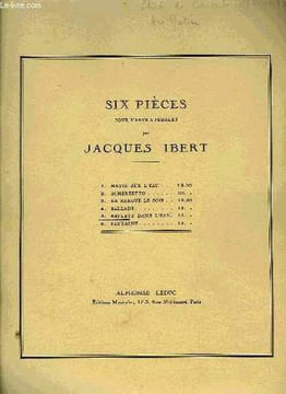 SIX PIECES POUR HARPE A PEDALES. IBERT Jacques