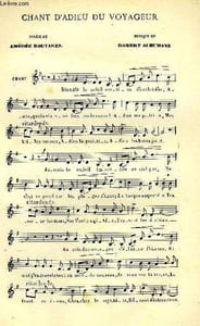 CHANT D'ADIEU DU VOYAGEUR