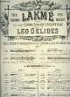 "N°15 BERCEUSE extraite de ""Lakmé"" POUR PIANO ET CHANT". LEO DELIBES