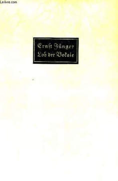 LOB DER VOKALE. JÜNGER Ernst