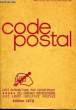 Code Postal 1972. MINISTERE DES POSTES ET TELECOMMUNICATIONS