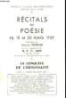 Récitals de Poésie - 16, 18 et 20 mars 1959 : La Conquête de L'Originalité.. CHARLES Jacques et HEPP Th. E.