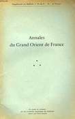 Annales du Grand Orient de France. N°39. PANNETIER Maurice & COLLECTIF