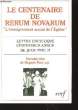 "Le Centenaire de Rerum Novarum ""L'enseignement social de l'Eglise"".". COLLECTIF