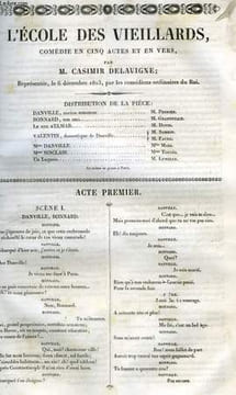 L'Ecole des Vieillards. DELAVIGNE Casimir