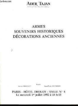 Armes, Souvenirs Historiques, Décorations anciennes.. ADER TAJAN