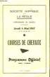 Programme Officiel. Course de Chevaux du jeudi 4 mai 1967, à l'hippodrome de Mijéma.. SOCIETE HIPPIQUE DE LA REOLE