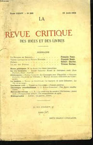 La Revue Critique des Idées et des Livres. TOME XXXIV, n°203