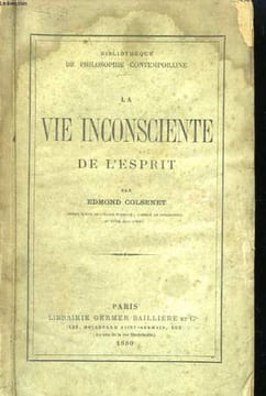 La vie inconsciente de l'esprit.. COLSENET Edmond.