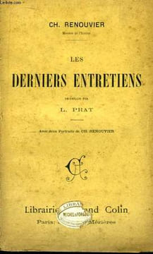 Les Derniers Entretiens.. RENOUVIER Ch.