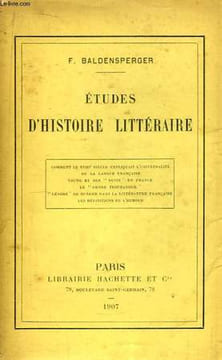 Etudes d'Histoire Littéraire.. BALDENSPERGER Fernand.
