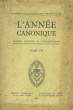 L'Année Canonique. TOME VII. COLLECTIF