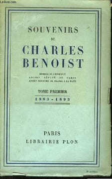 Souvenirs de Charles Benoist. TOME 1er : 1883 - 1893. BENOIST Charles