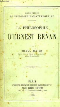 La philosophie d'Ernest Renan.. ALLIER Raoul
