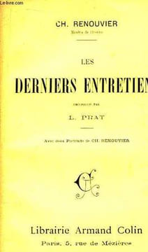 Les derniers entretiens. RENOUVIER Ch.